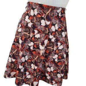 FOREVER 21 Womens Skirt Large Apple Red‎ Brown Core Elastic Waist Band Short